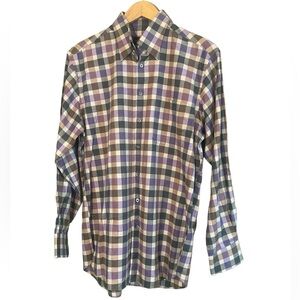 Scott Barber Long Sleeve Button Down Plaid Gingham Checkered Shirt Sz M